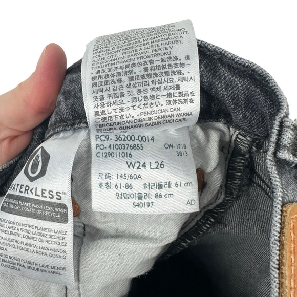 LEVI’S Washed Black 501’s Button Fly Straight Leg Jeans 36200-0014 Crop W24 L26 - Picture 11 of 15